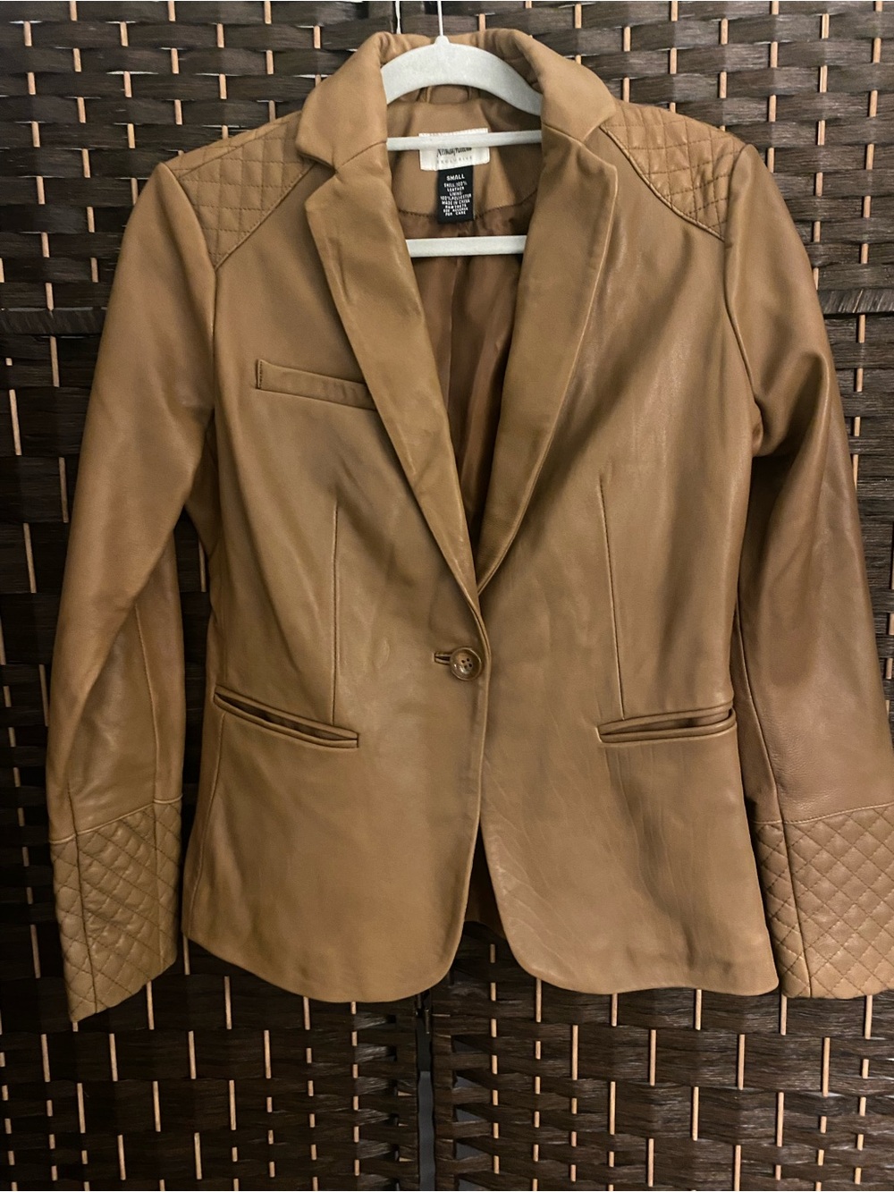 Vintage Y2K Neiman Marcus Exclusive Women's Classic Tan Leather Blazer Size S